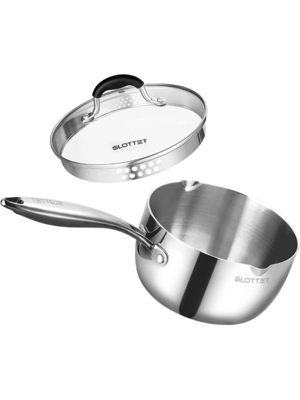 1.5 Quart Tri-Ply Stainless Steel Sauce Pan with Pour Spout & Glass Lid